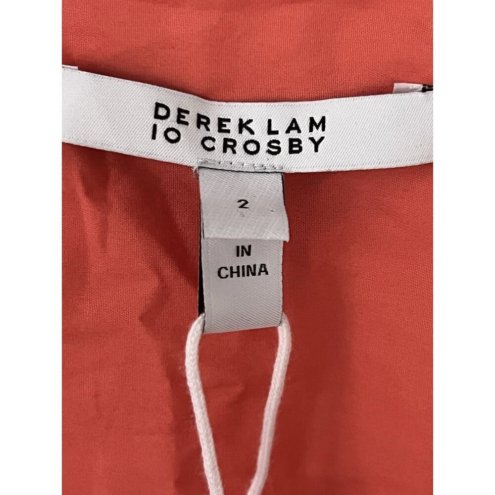 Derek Lam 10 Crosby Tora Tie waist Mini Dress Orange Coral NWTA Tiered V Neck 2 - Picture 9 of 12